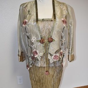 Lee Andersen Gold and Sage Skirt Jacket and top